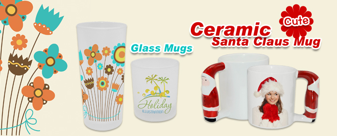 Cute Ceramic Santa Clause Mug and Glass Mugs